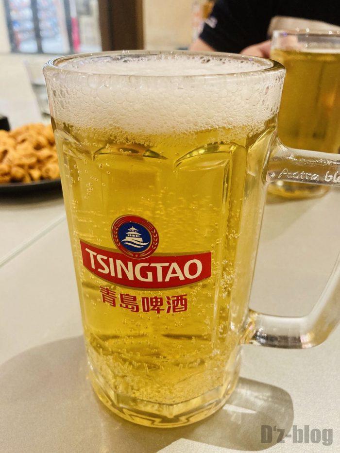 上海大成活海鮮烧烤　青島ビール